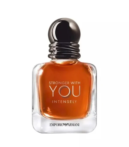Emporio Armani Stronger With You Intensely 100 ml kişi ətiri flakonu, qəhvəyi şüşə və metal qapaqlı dizayn