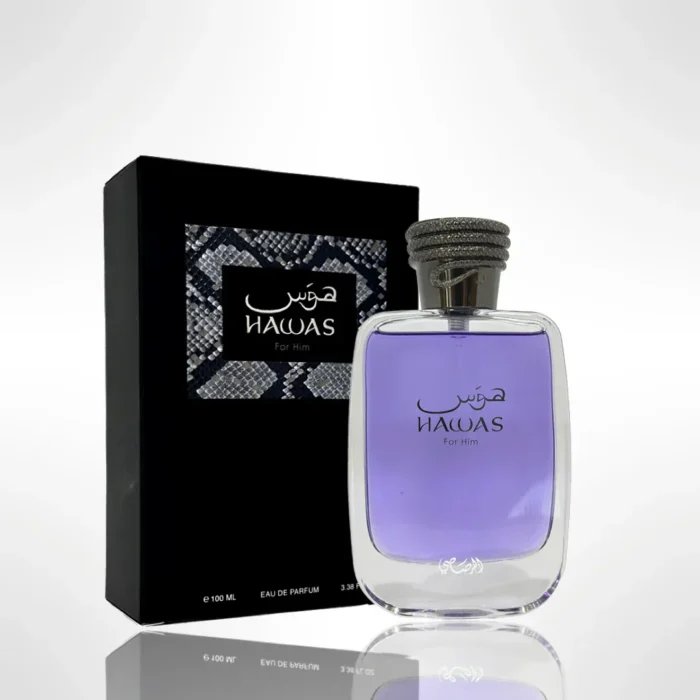 Hawas for Him Rasasi kişi ətri, boz rəngli şüşə flakon, 100 ml