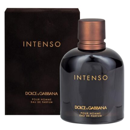 Dolce & Gabbana Intenso kişi ətiri 125 ml şüşəsi – tünd rəngli, klassik dizaynlı parfum flakonu
