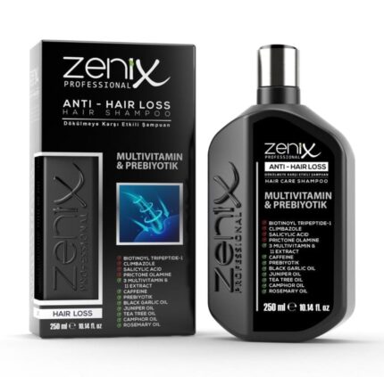Zenix saç tökülməsinə qarşı şampun 250 ml qablaşdırma, təbii tərkibli saç baxımı məhsulu