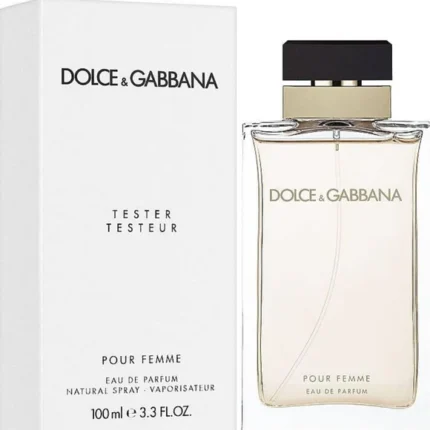 Dolce Gabbana Pour Femme EDP 100 ml qadın parfümü – zərif dizaynlı flakon və lüks qutuda təqdim olunan klassik qadın ətiri.